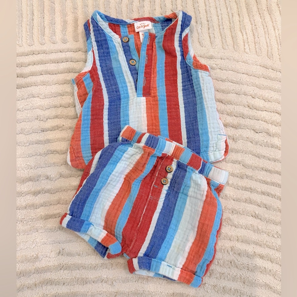 Cat and Jack 2 piece patriotic boys outfit